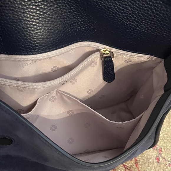 Kate Spade suede and leather Midnight deep Blue Crossbody Bag - Picture 14 of 15
